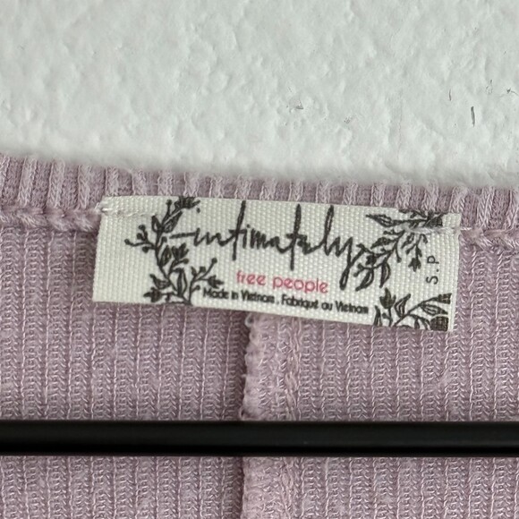 Intimately Free People Purple Ribbed Crop Top Boho Chic Long Sleeve Henley Cozy - Picture 5 of 7